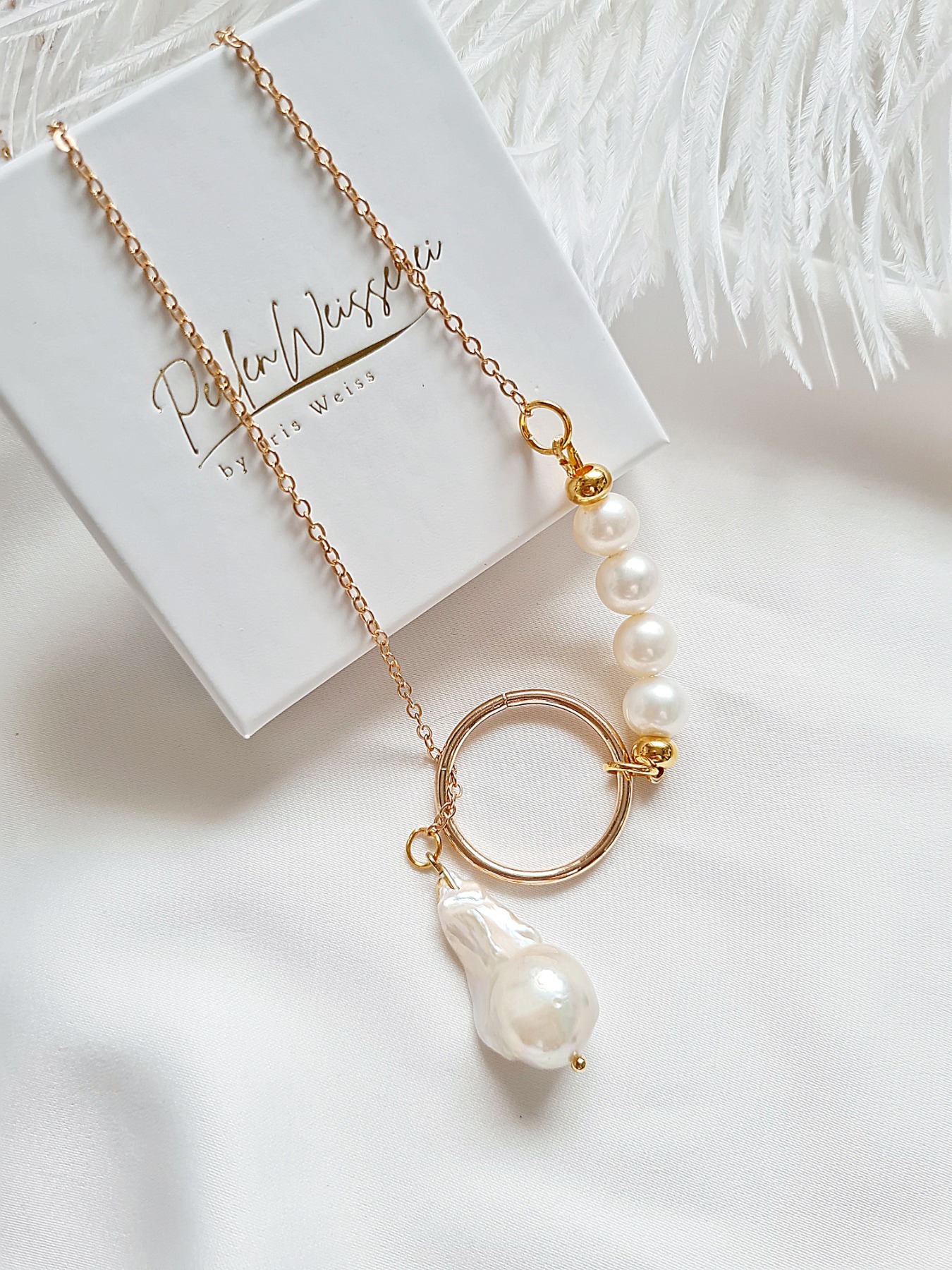 Halskette Gliederkette Süßwasser-Zucht-Perlen Eleganz zeitlose Schönheit 6