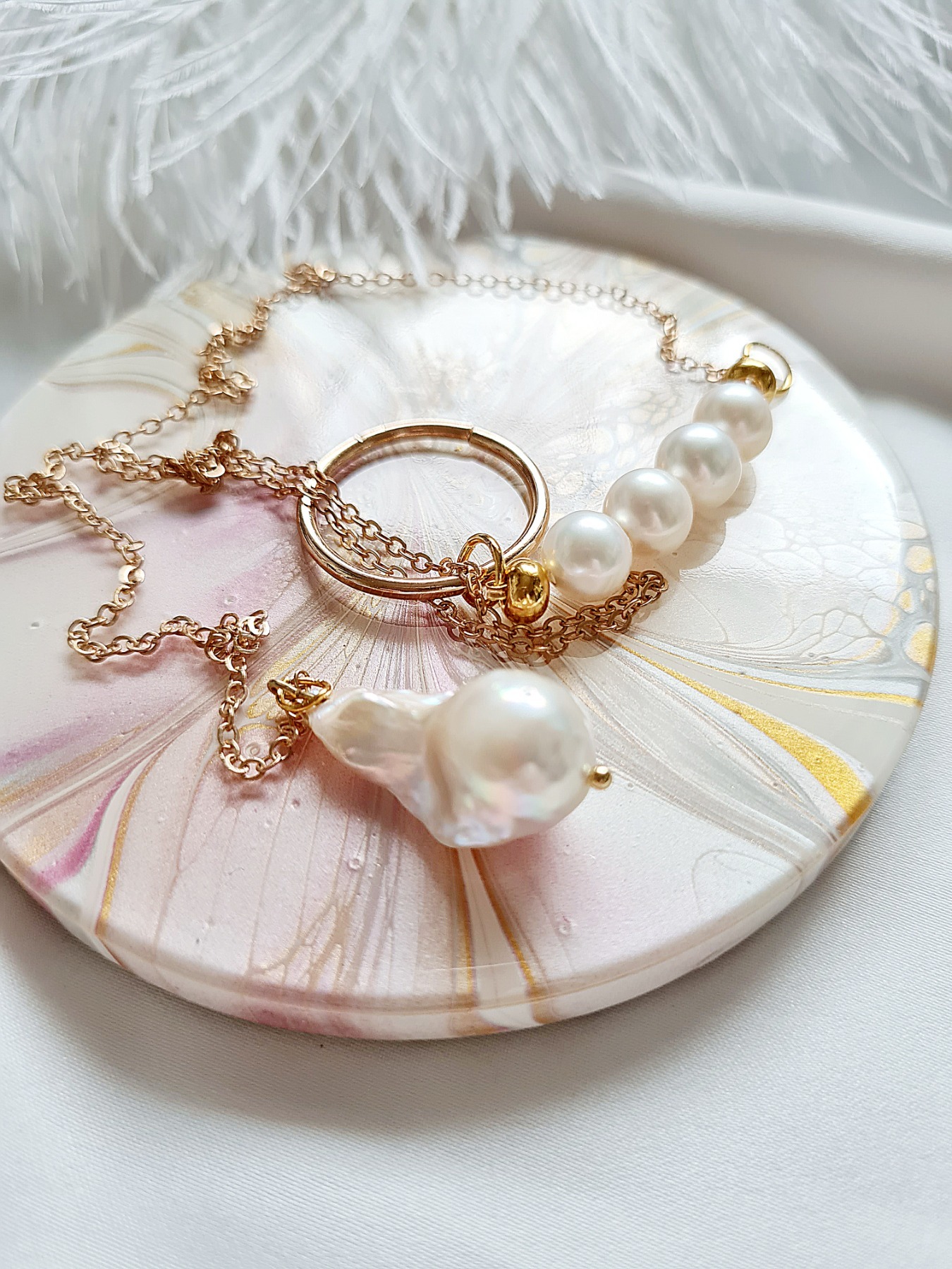 Halskette Gliederkette Süßwasser-Zucht-Perlen Eleganz zeitlose Schönheit 7