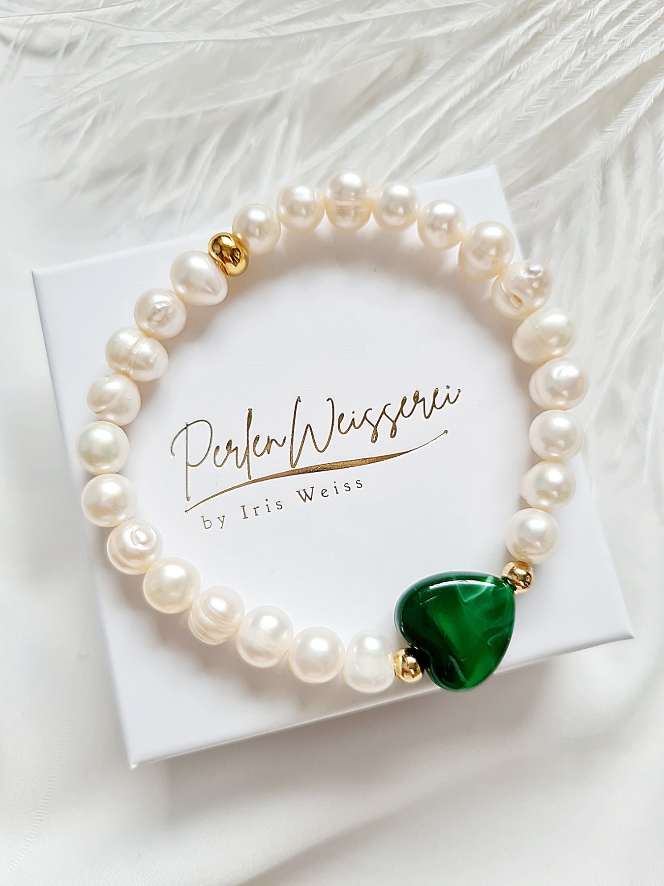 Süßwasserperlen-Armband Perlenarmband mit Keramikherz Eleganter Schmuck für Frauen 2