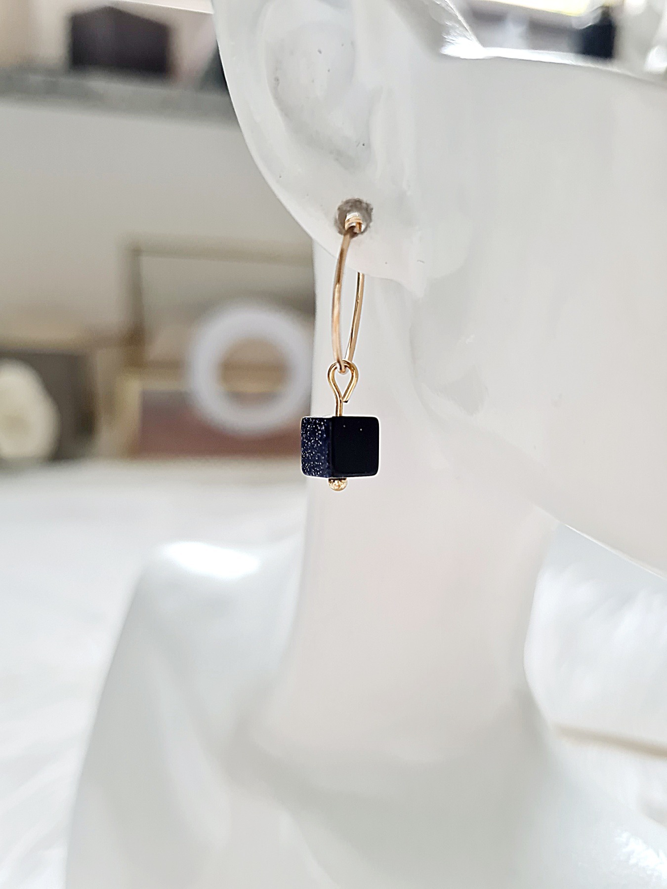 Ohrringe aus Edelstahl Blauflusswürfel glitzernde Ohrringe stilvolles Accessoire modisches