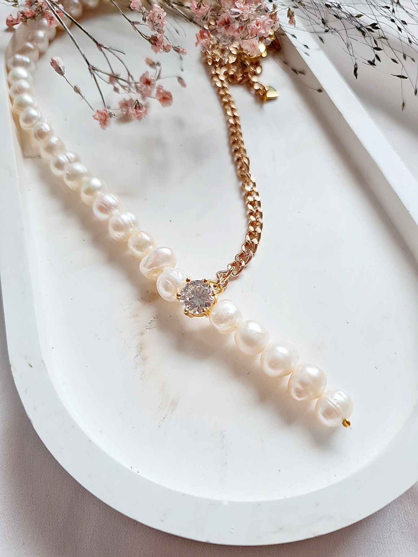 Edelstahlschmuck Süßwasser hochwertige Perlen Frauen Halskette 4
