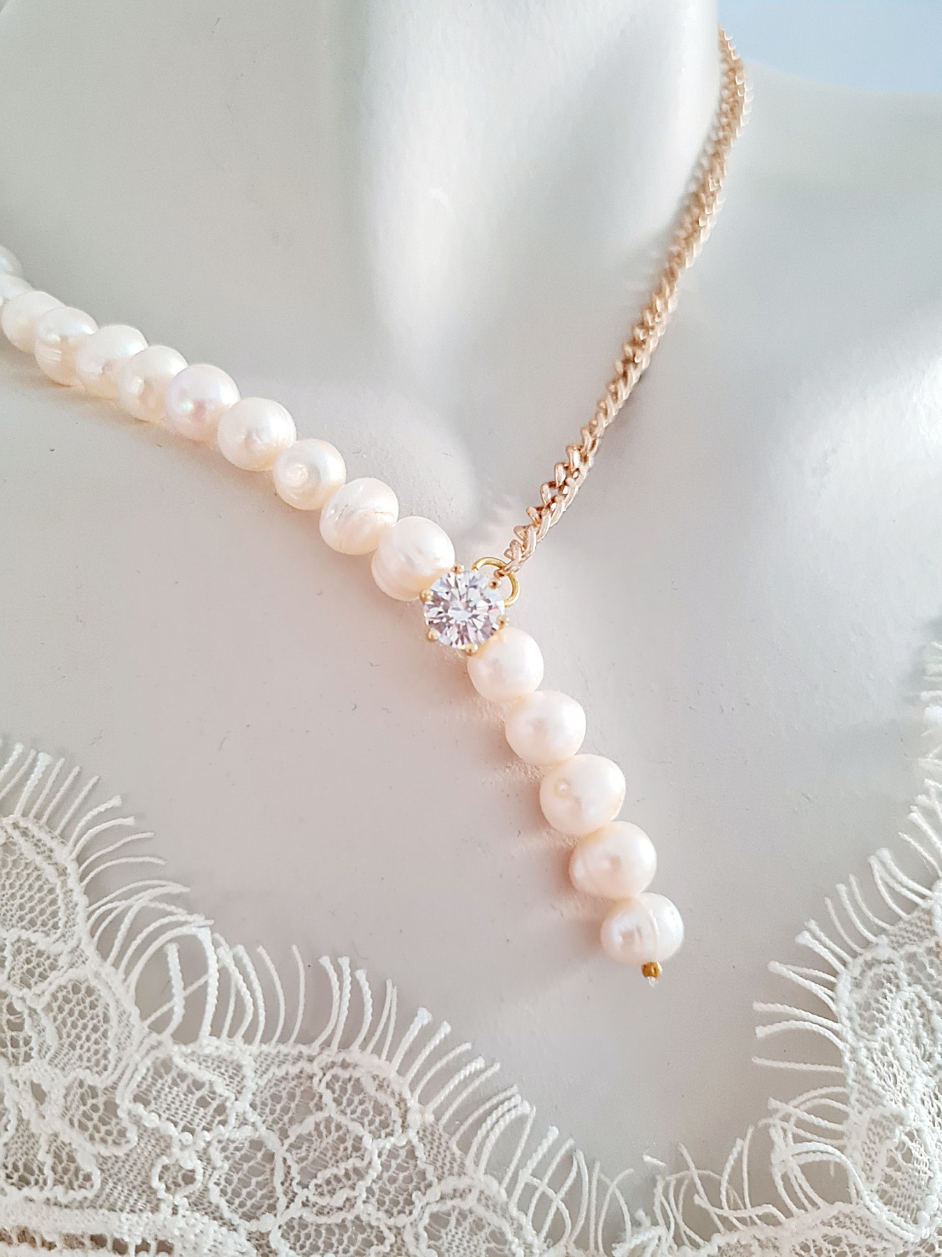 Edelstahlschmuck Süßwasser hochwertige Perlen Frauen Halskette