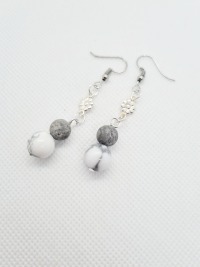 Howlith Perlen Ohrringe Jasper weiß-graue Ohrringe für Frauen 4