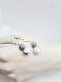 Howlith Perlen Ohrringe Jasper weiß-graue Ohrringe für Frauen 2