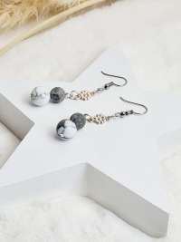 Howlith Perlen Ohrringe Jasper weiß-graue Ohrringe für Frauen