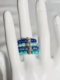 Blaue Perlenringe Glaswachsperlenringe elastisches Ringe Frauenringe 5