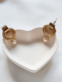 Ohrringe vergoldet mit Ringen und Süßwasserperlen 4