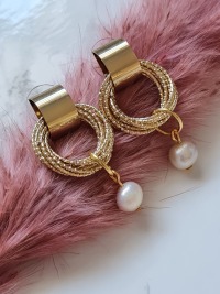 Ohrringe vergoldet mit Ringen und Süßwasserperlen 2
