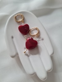 Ohrringe mit Herz rote Ohrringe Keramikherz