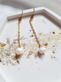 Süßwasser Perlen Ohrringe lange elegante Perlenohrringe 6