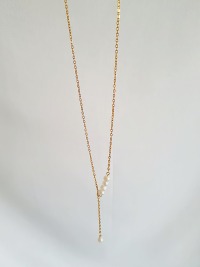 Vergoldete Kette goldene Kette Süßwasser Perlen Edelstahl Halskette 4