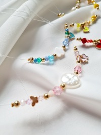Schwebende Halsketten Mini Anhänger Perlen Kette
