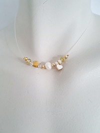 Schwebende Halsketten Mini Anhänger Perlen Kette 7
