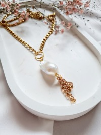 Elegante Halskette Perlenkette Edelstahl Halskette 4