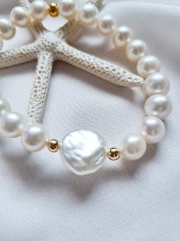 Armband Weiße Süßwasserperlen Perlenarmband Perlmuttperlenschmuck 4