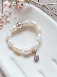 Perlen Ringe mit Zirkonia Anhänger Süßwasser Perlen Edelringe zartes Design Perlenring 6