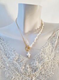 Halskette aus Edelstahl und Süßwasser-Zucht-Perlen 2