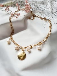 Schlichte Perlenkette Halskette kurz handgefertigte Perlenkette