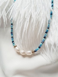 Funkelnde Perlenkette Süßwasser Perlen Glasperlen blaue Perlen 2