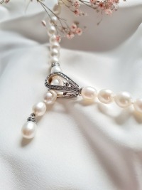 Edle Halskette Süßwasser Perlen Zirkonia Verschluss 2