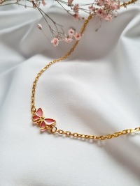 Süße Halskette Gliederkette rot Schmetterlingsverbinder 2