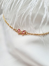 Süße Halskette Gliederkette rot Schmetterlingsverbinder 3