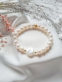 Armband Weiße Süßwasserperlen Perlenarmband Perlmuttperlenschmuck