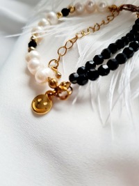 Perfektes Accessoire Perlen Armband Schwarz-Weiß Perlen Süßwasser Zucht Perlen 5