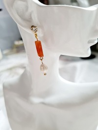 Achattubes Süßwasser-Zucht-Perlen orangegold Ohrringe 4