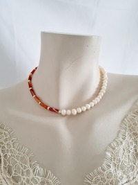 Halskette aus Achat-Tubes mit Süßwasser-Zucht-Perlen 4