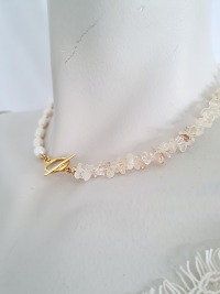 Sommer Look Halskette aus Citrinsplittern Süßwasserperlen 6