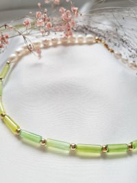 Sommer Halskette Süßwasser Zuchtperlen Grüner Achat 6