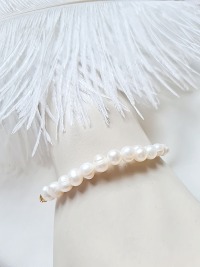 Süßwasser-Zucht-Perlen Gliederkette Armband für Frauen hochwertige Gliederkette