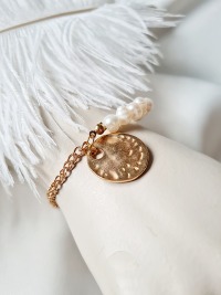 Armband Süßwasser-Zucht-Perlen Armband mit Gliederkette Schmuckstück zeitloses Design 5