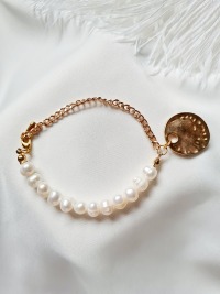 Armband Süßwasser-Zucht-Perlen Armband mit Gliederkette Schmuckstück zeitloses Design 4