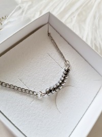 Hämatitperlen Halskette Gliederkette silberne Halskette 6
