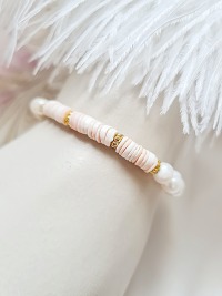 Sommerliche Armbänder Süßwasser-Zuchtperlen Luano Shell Heishi Perlen 8