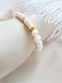 Sommerliche Armbänder Süßwasser-Zuchtperlen Luano Shell Heishi Perlen 3