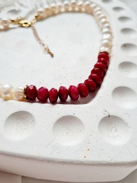 Halskette Süßwasser-Zucht-Perlen Jadeperlen handgefertigt natürliche Eleganz 7