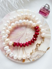 Halskette Süßwasser-Zucht-Perlen Jadeperlen handgefertigt natürliche Eleganz 6