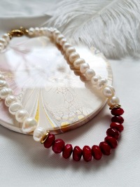 Halskette Süßwasser-Zucht-Perlen Jadeperlen handgefertigt natürliche Eleganz 5
