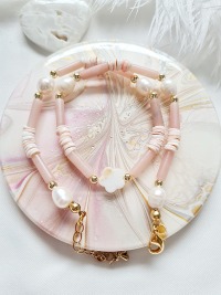 Halskette Süßwasser-Zuchtperlen Rosenquarz-Tubes sommerliche Eleganz 7