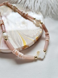 Halskette Süßwasser-Zuchtperlen Rosenquarz-Tubes sommerliche Eleganz