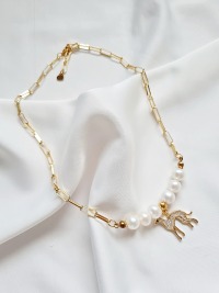 Süßwasser-Zuchtperlen Halskette 18k Vergoldung Luxus stilbewusste Frauen