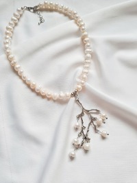 Halskette Süßwasser-Zucht-Perlen versilbert einzigartiger Schmuck Stilvoll 9
