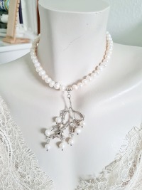 Halskette Süßwasser-Zucht-Perlen versilbert einzigartiger Schmuck Stilvoll 7