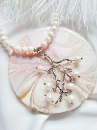 Halskette Süßwasser-Zucht-Perlen versilbert einzigartiger Schmuck Stilvoll 5