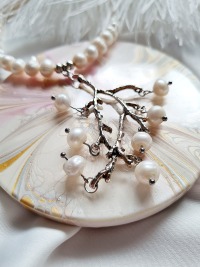 Halskette Süßwasser-Zucht-Perlen versilbert einzigartiger Schmuck Stilvoll 4
