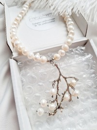Halskette Süßwasser-Zucht-Perlen versilbert einzigartiger Schmuck Stilvoll