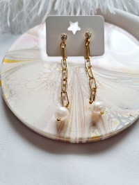 Stilvolle Ohrringe Edelstahl Süßwasser-Zucht-Perlen 18k vergoldet Elegant und zeitlos 4